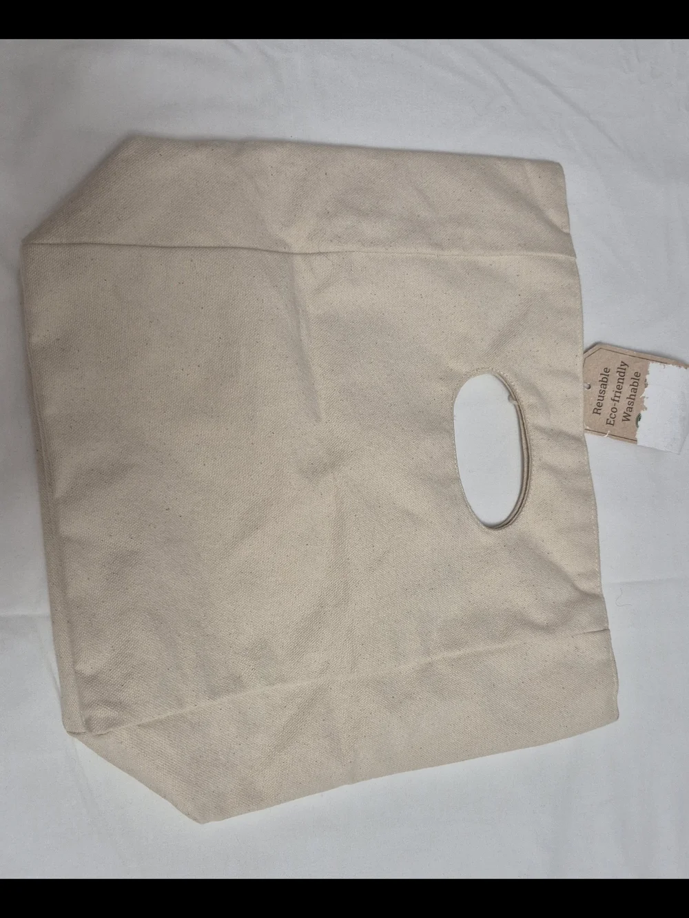 Canvas Lunch Tote Bag in Natural with Burger Print